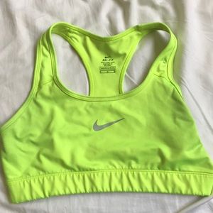 Bright yellow nike sports bra